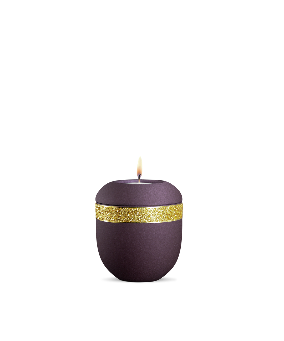Gedenklicht für Verstorbene – Trauerkerze Berry, Glitzer-Dekor Gold