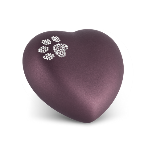 Tierurne - Keramik Herz berry Pfote Kristalle 1500ml