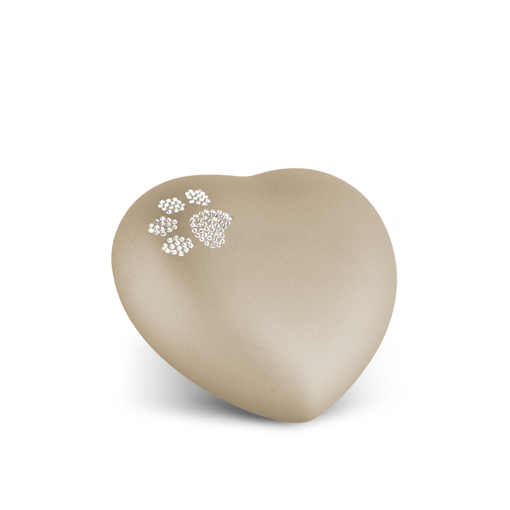 Tierurne - Keramik Herz champagner Pfote Kristalle 500ml