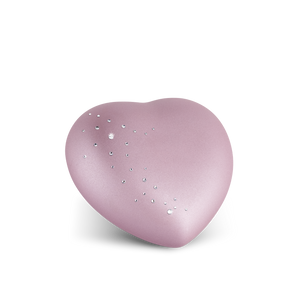 Tierurne - Keramik Herz rosé Kristalle 500ml