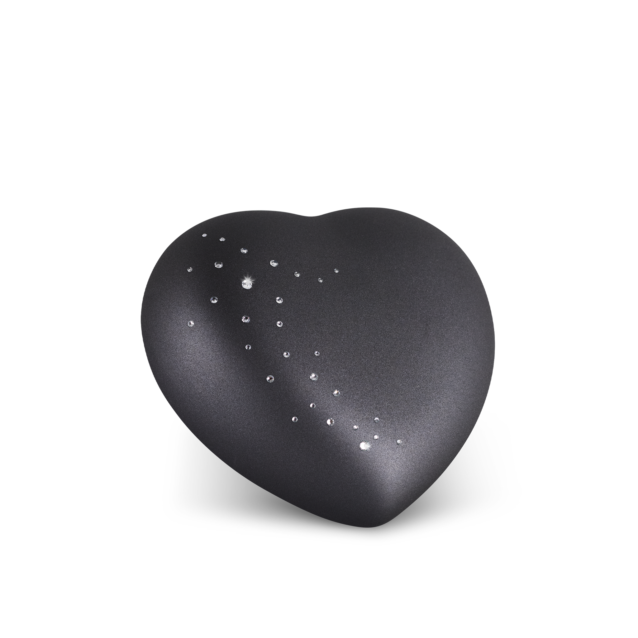 Tierurne - Keramik Herz schwarz Kristalle 500ml