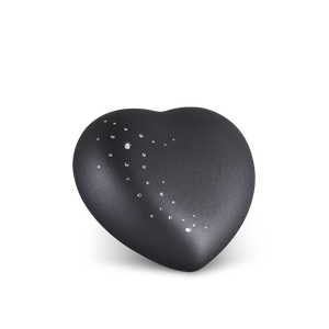 Tierurne - Keramik Herz schwarz Kristalle 500ml