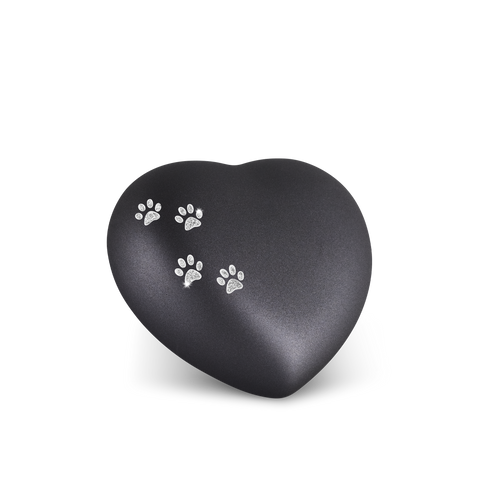 Tierurne - Keramik Herz schwarz Pfoten 500ml