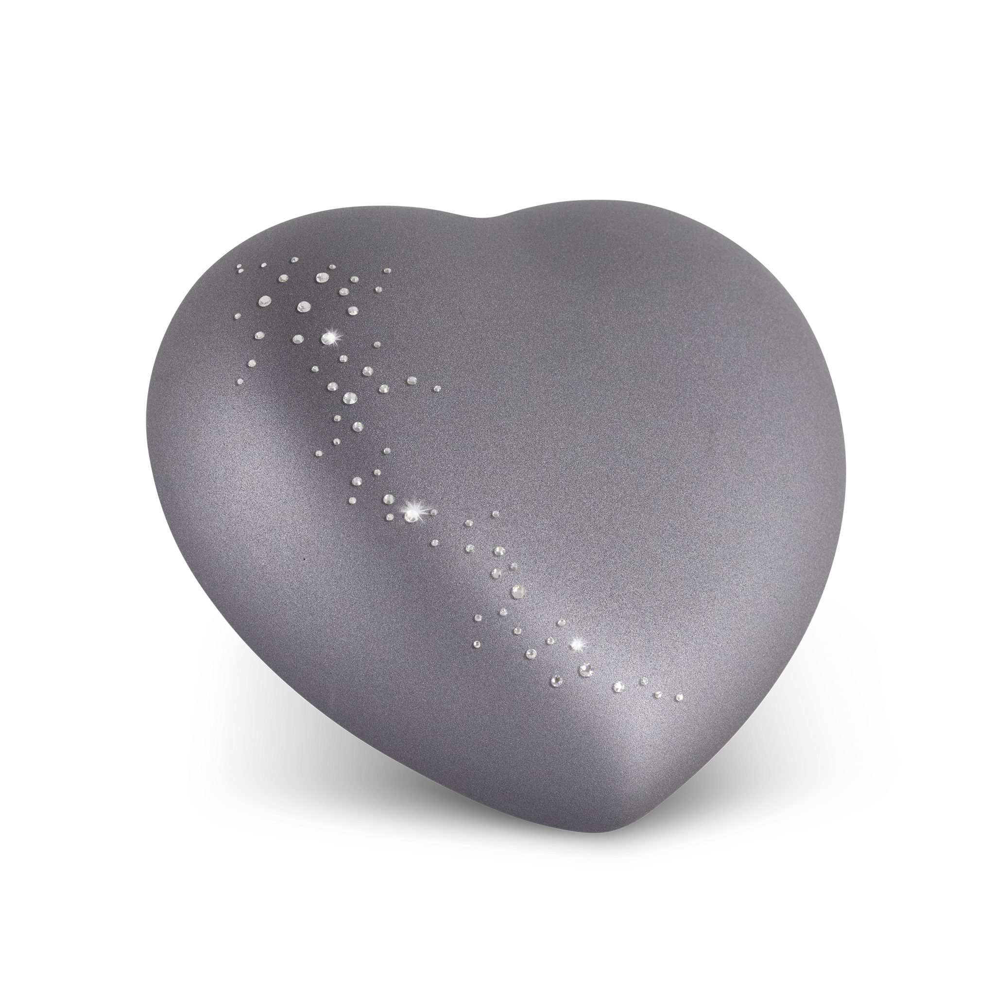 Tierurne - Keramik Herz steingrau Kristalle 1500ml