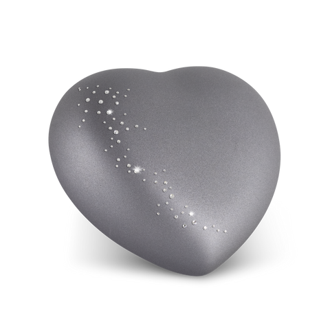 Tierurne - Keramik Herz steingrau Kristalle 1500ml
