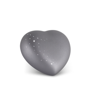 Tierurne - Keramik Herz steingrau Kristalle 500ml