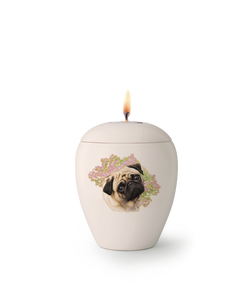 Tierurne - Keramik Hund "Mops" mit Gedenklicht 500ml