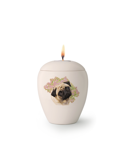 Tierurne - Keramik Hund "Mops" mit Gedenklicht 500ml