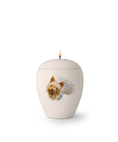 Tierurne - Keramik Hund "Yorkshire" mit Gedenklicht 500ml