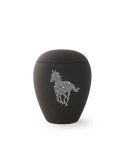 Tierurne - Keramik Pferdeurne, Pferdemotiv aus Kristallen 1500ml
