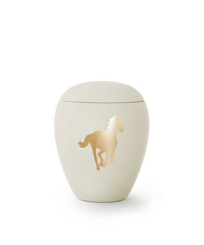 Tierurne - Keramik Pferdeurne, goldenes Pferdemotiv 1500ml