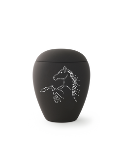 Tierurne - Keramik Pferdeurne, Pferdesilhouette aus Kristallen 1500ml