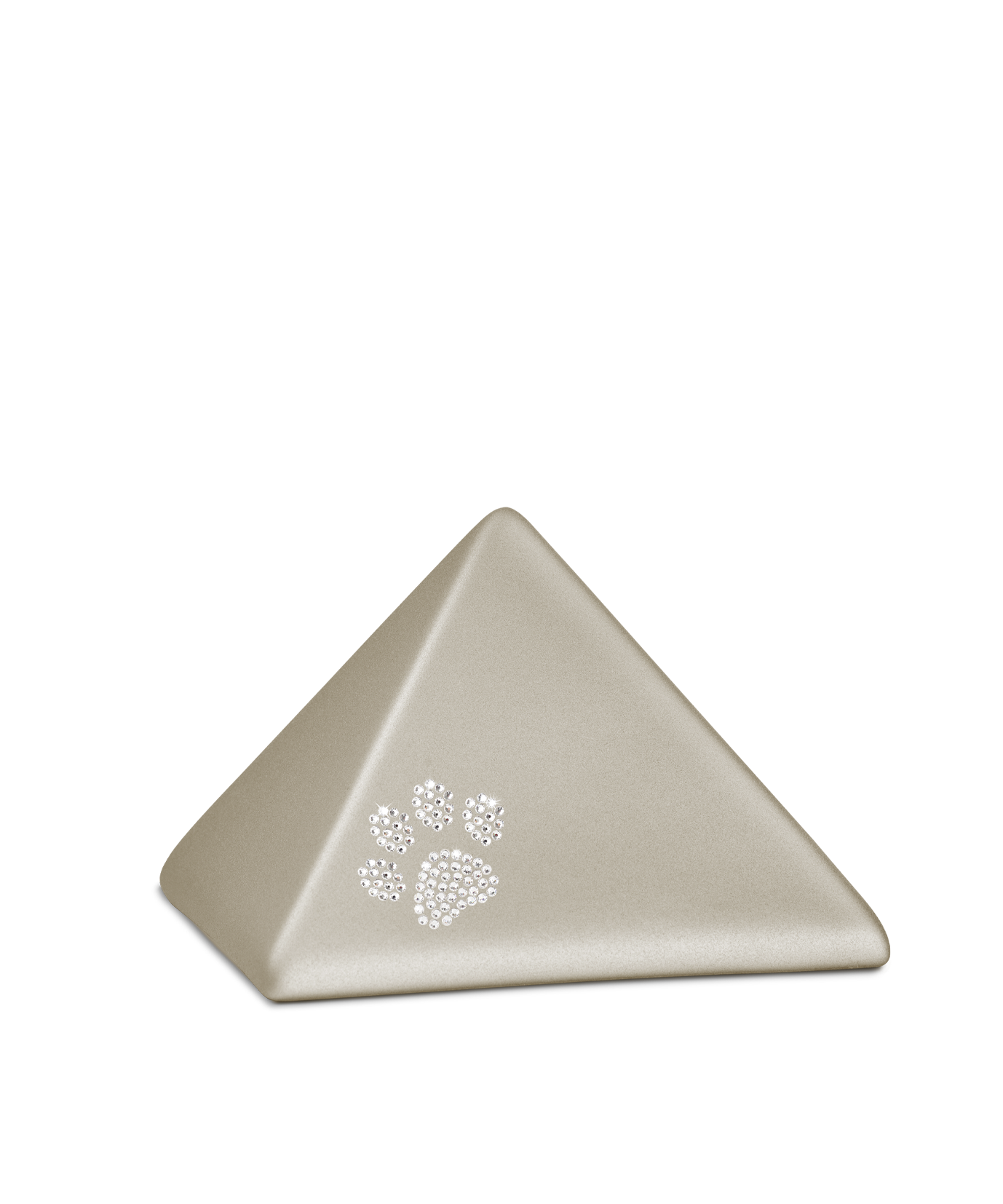 Tierurne - Keramik Pyramide champagner Pfote Kristalle 500ml
