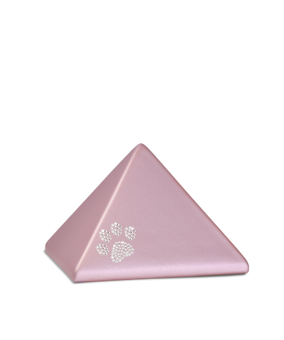 Tierurne - Keramik Pyramide rosé Pfote Kristalle 500ml