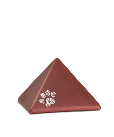 Tierurne - Keramik Pyramide rubin Pfote Kristalle 500ml