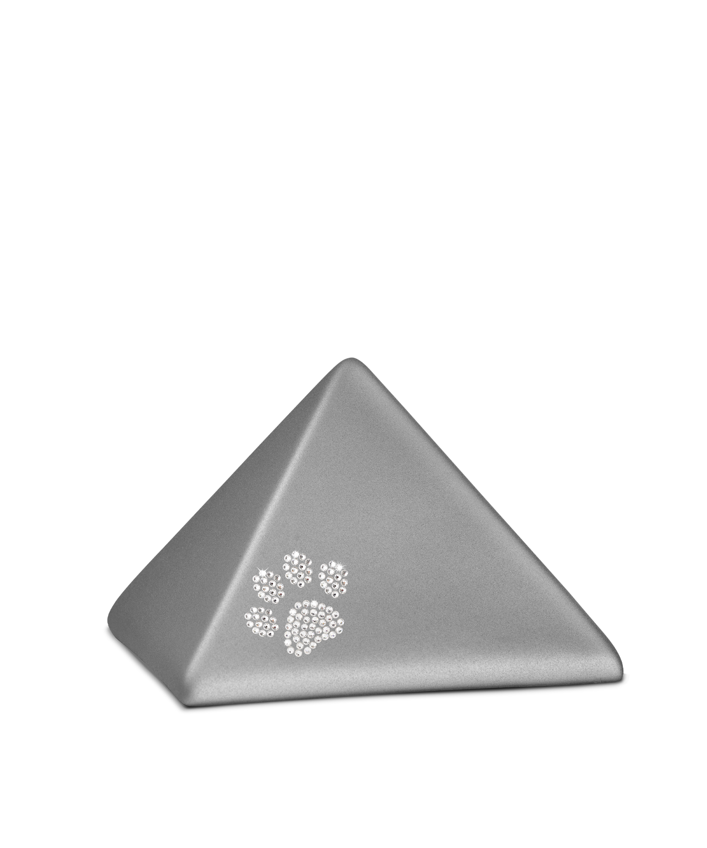 Tierurne - Keramik Pyramide steingrau Pfote Kristalle 500ml