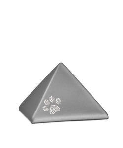 Tierurne - Keramik Pyramide steingrau Pfote Kristalle 500ml