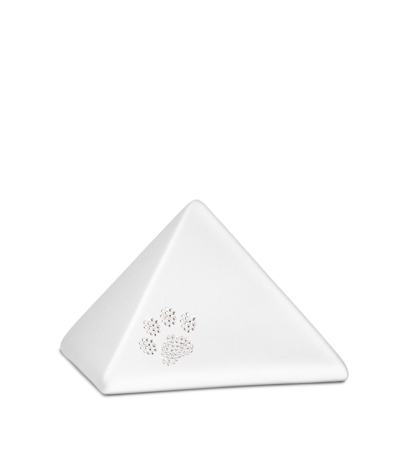 Tierurne - Keramik Pyramide weiß Pfote Kristalle 500ml