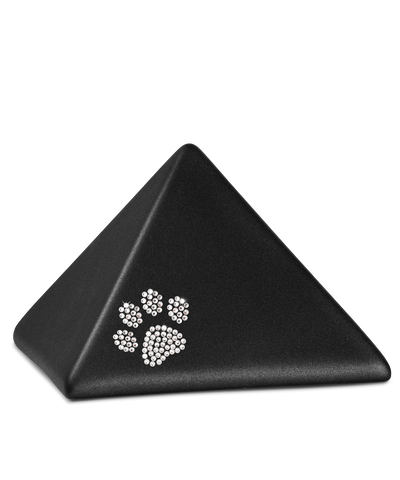 Tierurne - Keramik Pyramide schwarz Kristall-Pfote 1500ml