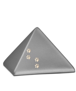 Tierurne - Keramik Pyramide steingrau Pfoten 1500ml
