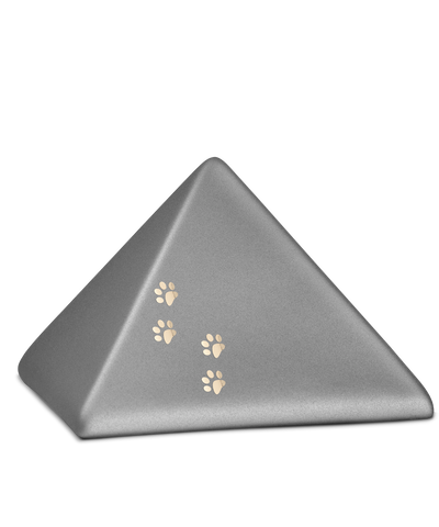 Tierurne - Keramik Pyramide steingrau Pfoten 1500ml