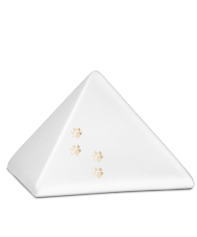 Tierurne - Keramik Pyramide weiß Pfoten 1500ml