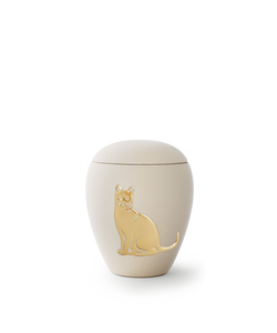 Tierurne - Keramik creme Katze 500ml