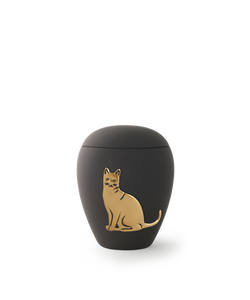 Tierurne - Keramik graphit Katze Gedenklicht 500ml