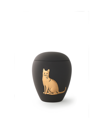 Tierurne - Keramik graphit Katze 500ml