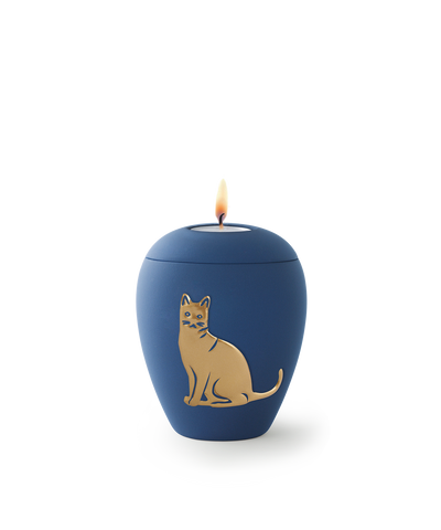 Tierurne - Keramik marine Katze Gedenklicht 500ml