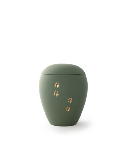 Tierurne - Keramik oliv Pfote 500ml