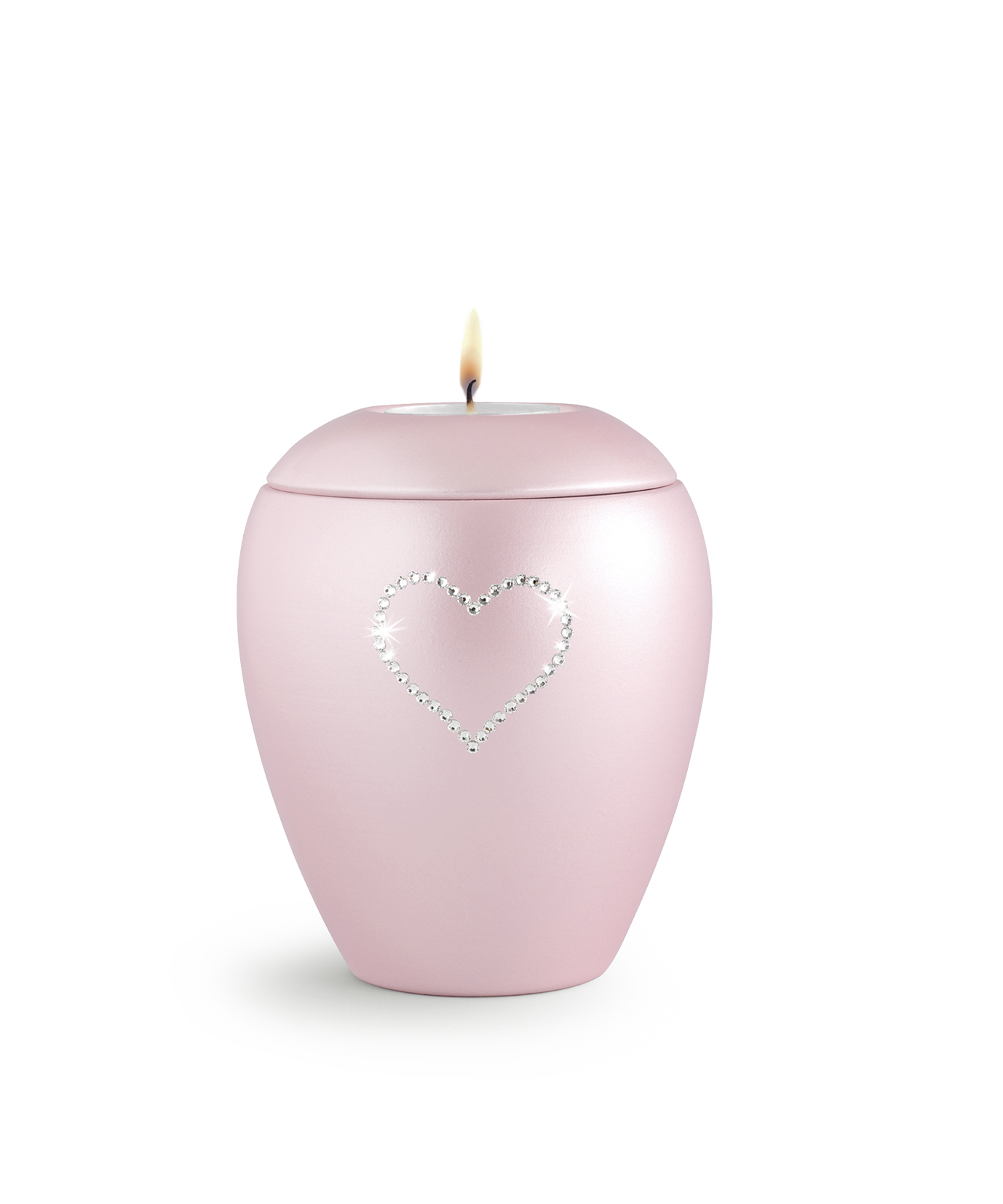 Tierurne - Keramik rosé Herz mit Gedenklicht 1500ml