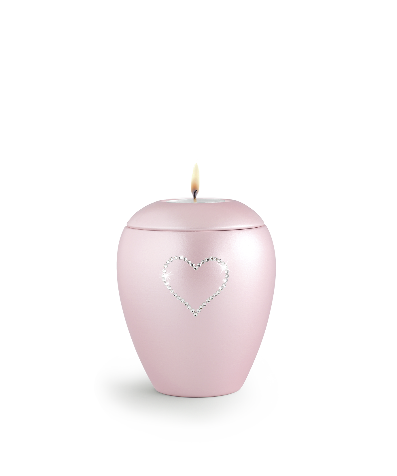 Tierurne - Keramik rosé Herz mit Gedenklicht 500ml