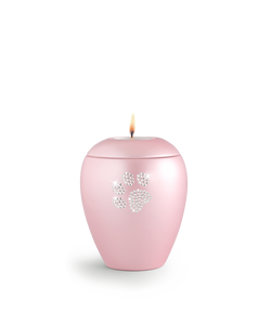 Tierurne - Keramik rosé Pfote mit Gedenklicht 500ml