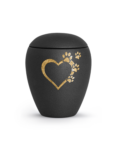 Tierurne - Keramik vevelt schwarz Herz Sparkling Star 2800ml
