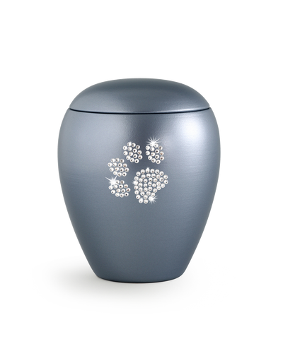 Tierurne - Keramik stahlgrau Pfote 2800ml
