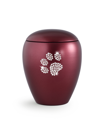 Tierurne - Keramik weinrot Pfote 2800ml