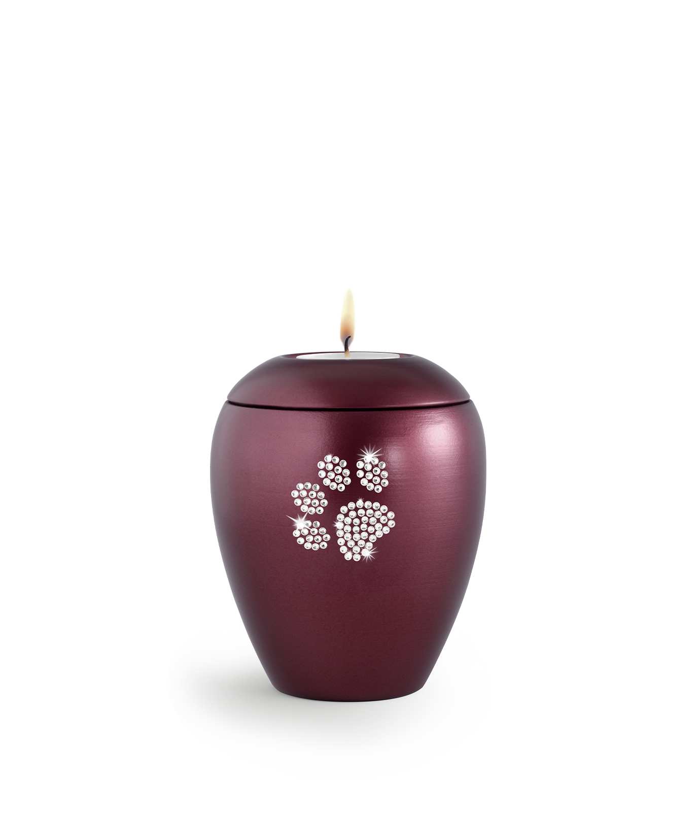 Tierurne - Keramik weinrot Pfote mit Gedenklicht 500ml