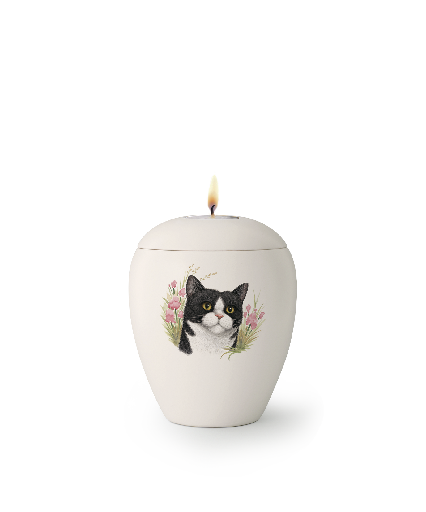 Tierurne - Keramik Katze mit Gedenklicht 500ml