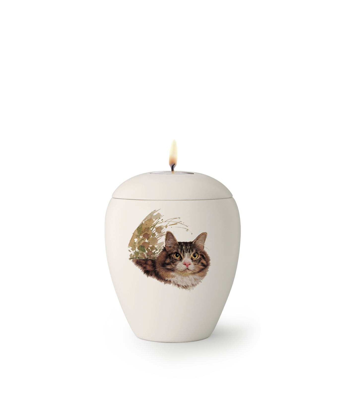 Tierurne - Keramik Katze mit Gedenklicht 500ml
