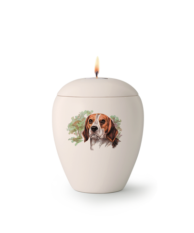 Tierurne - Keramik Hund "Beagle" mit Gedenklicht 1500ml