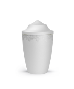 Tierurne - Metall weiß Mandala 1500ml