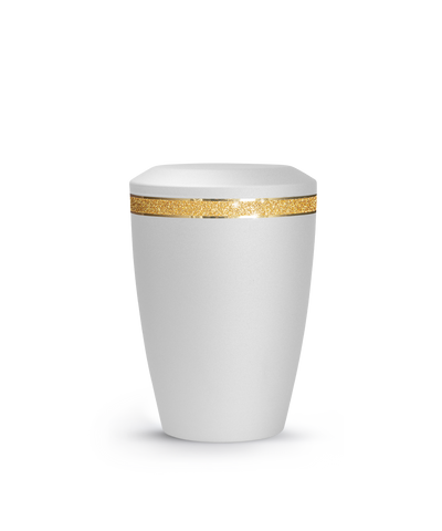 Tierurne - Metall weiß Sparkling Glamour Band gold 1500ml