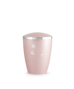 Tierurne - Naturstoff perlmutt rosé Pfotenmotiv 500ml