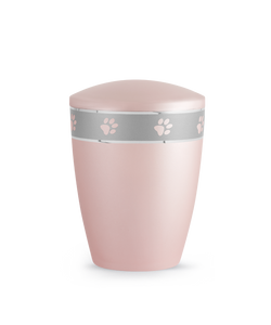 Tierurne - Naturstoff perlmutt rosé umlaufendes Pfotenmotiv 2800ml