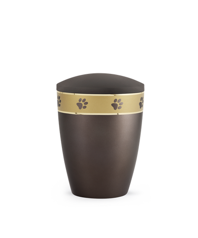 Tierurne - Naturstoff perlmutt chocolat umlaufendes Pfotenmotiv 1500ml