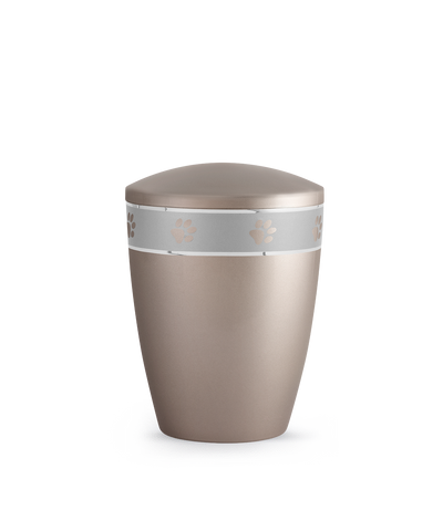 Tierurne - Naturstoff perlmutt fumé umlaufendes Pfotenmotiv 1500ml