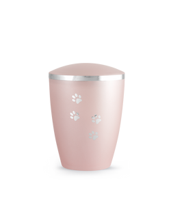Tierurne - Naturstoff perlmutt rosé Pfotenmotiv 1500ml